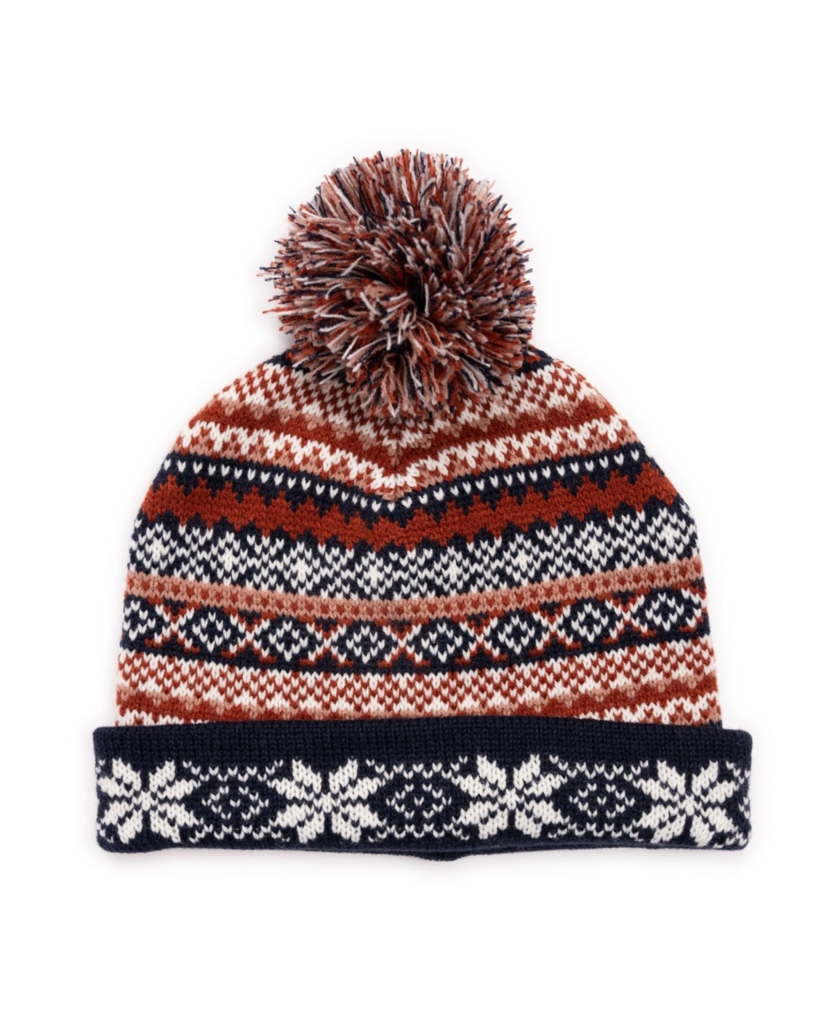 Muk Luks Women's Patterned Turnback Cuff Slouchie Beanie - Spice fair isle