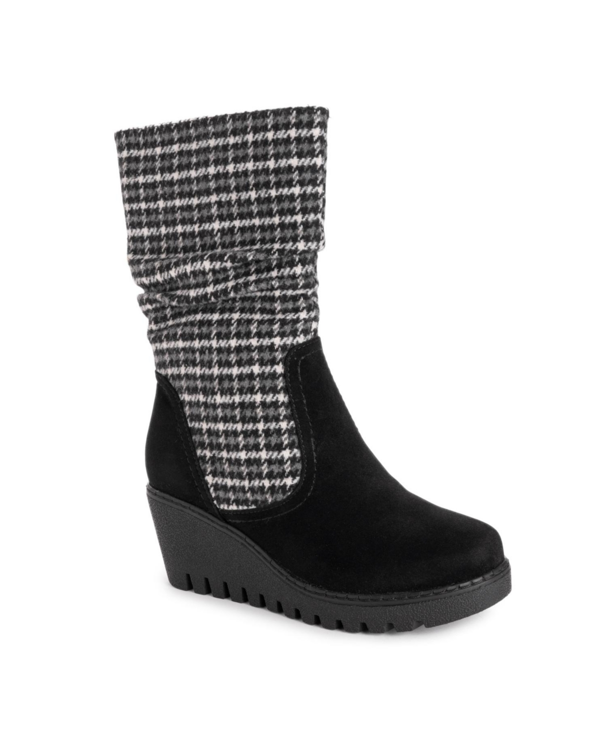 Muk Luks Women's Vermont Stowe Wedge Boots - Houndstooth black