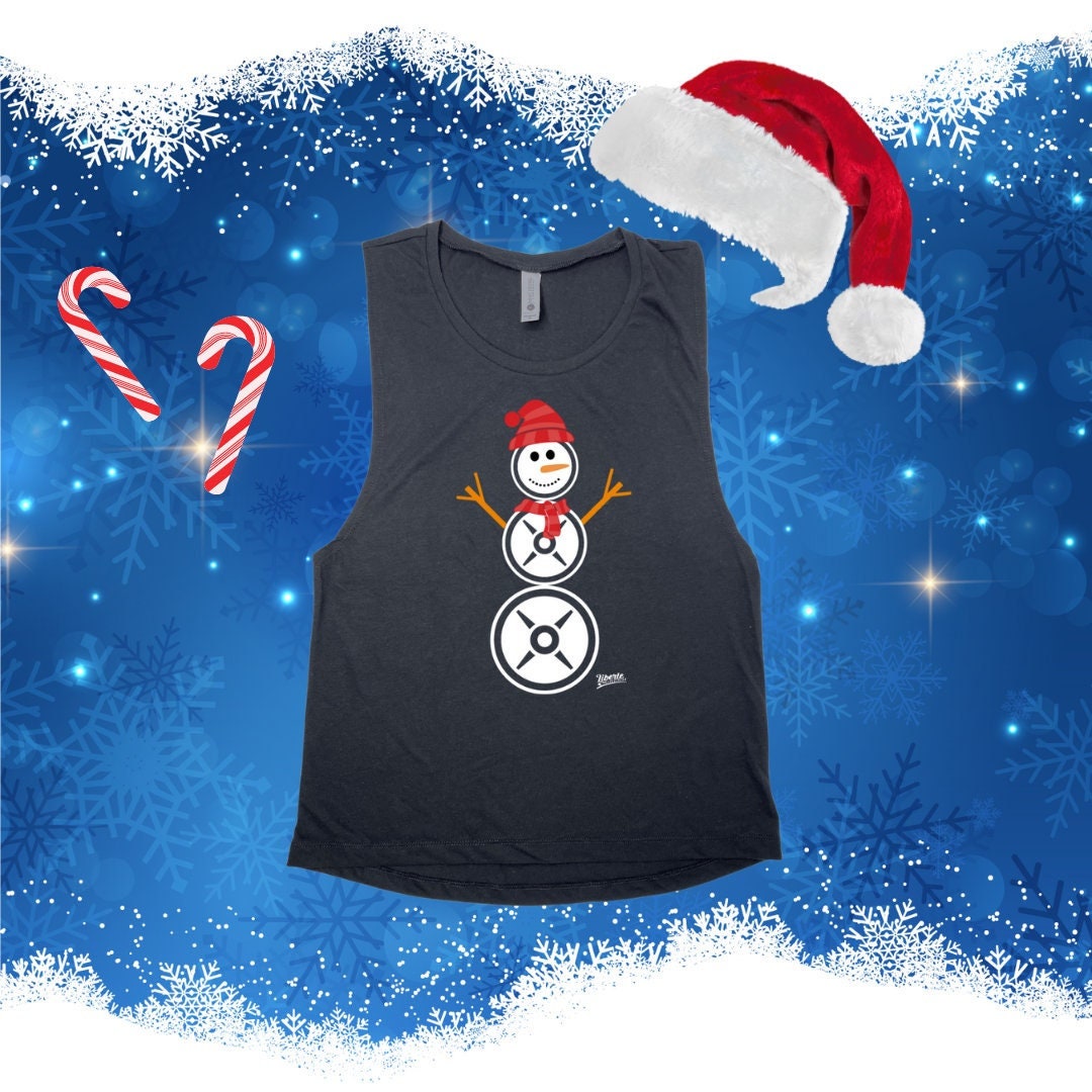 Muscle Tank Top, Christmas Snowman Weightlifting Tank, Crossfit Lifting Powerlifting Activewear, Hiit Top, Lift Top