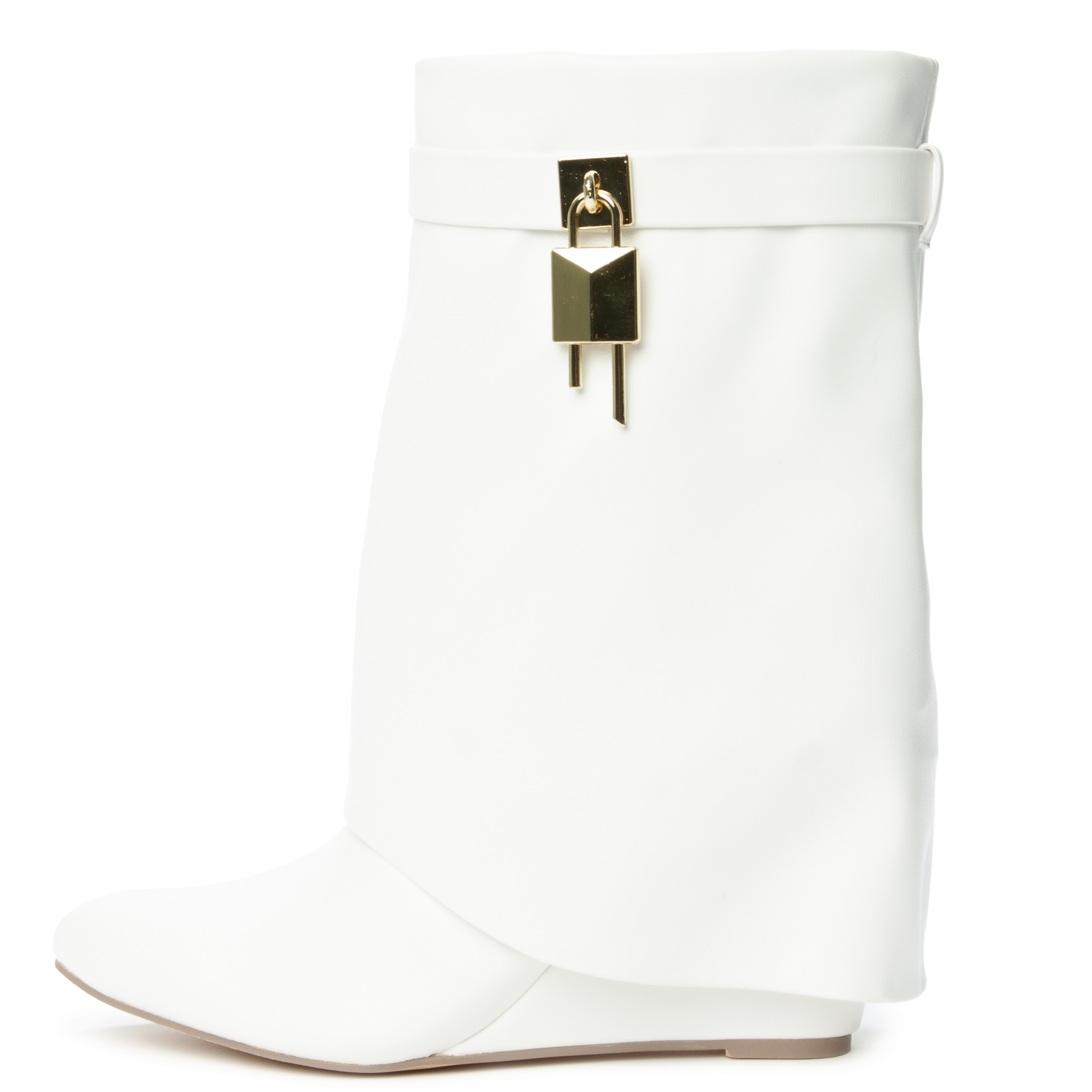 Mutto-2 Drape Mid-Calf Wedge Boot White