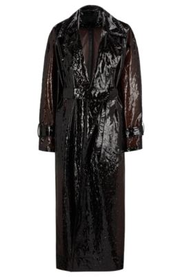 NAOMI x BOSS oversize raincoat with leopard-pattern embossing- Dark Brown Women's Formal Coats size L