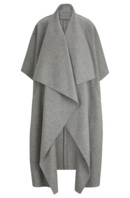 NAOMI x BOSS waterfall-front cape coat in virgin wool- Silver Women's Formal Coats size 0