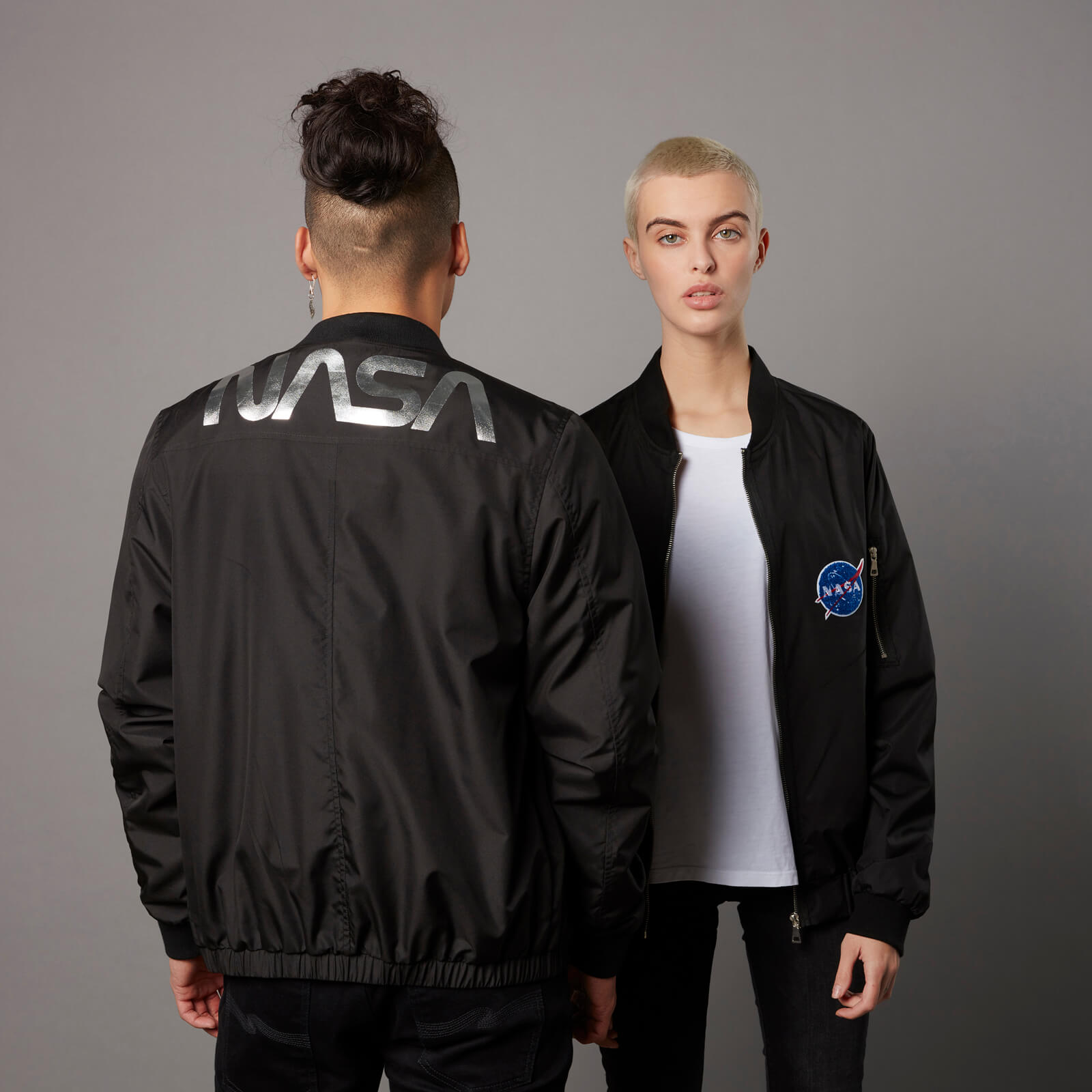 NASA Badged Bomber Jacket - Black - S