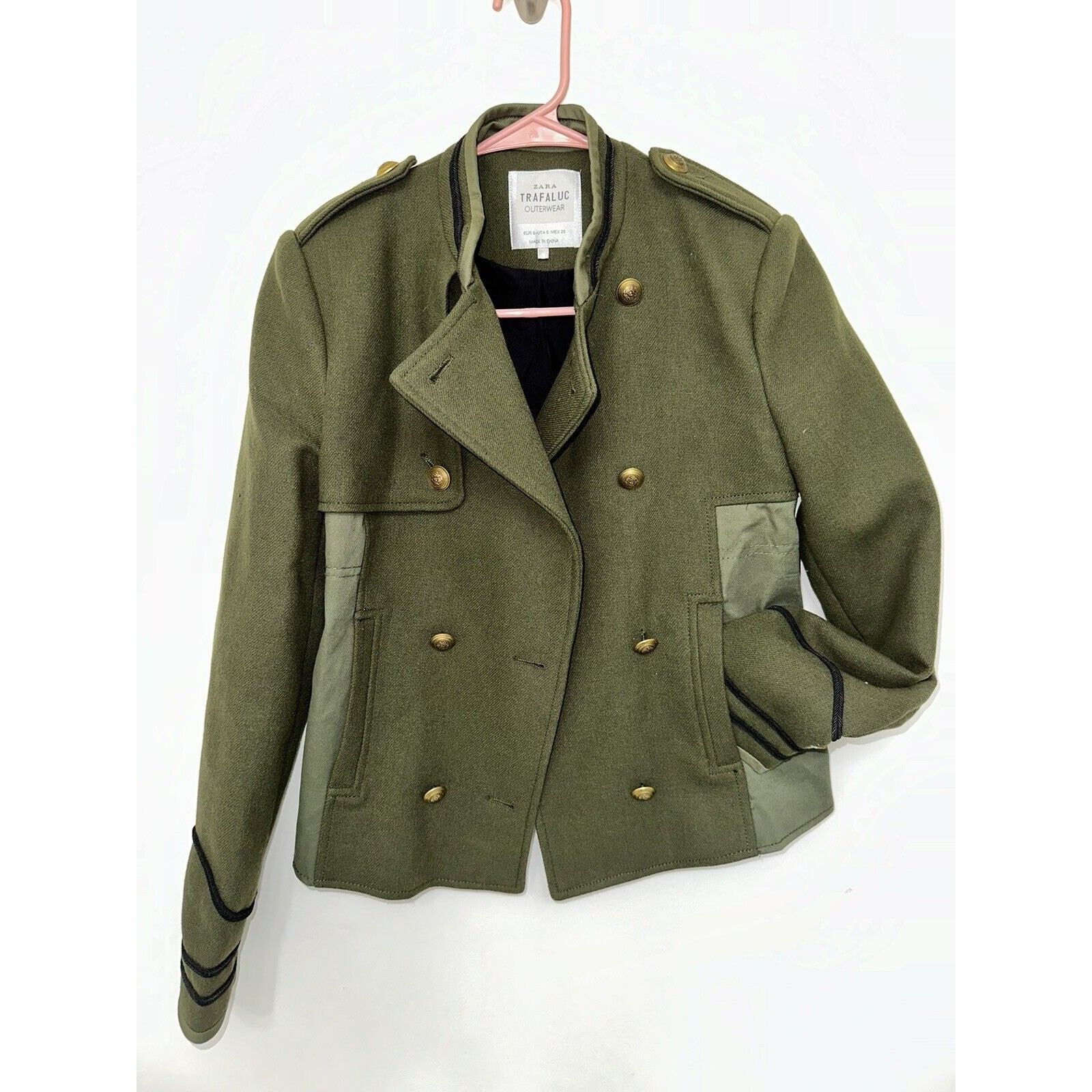 NWOT Zara Trafaluc Army Jacket Military Coat Women's Small in Green