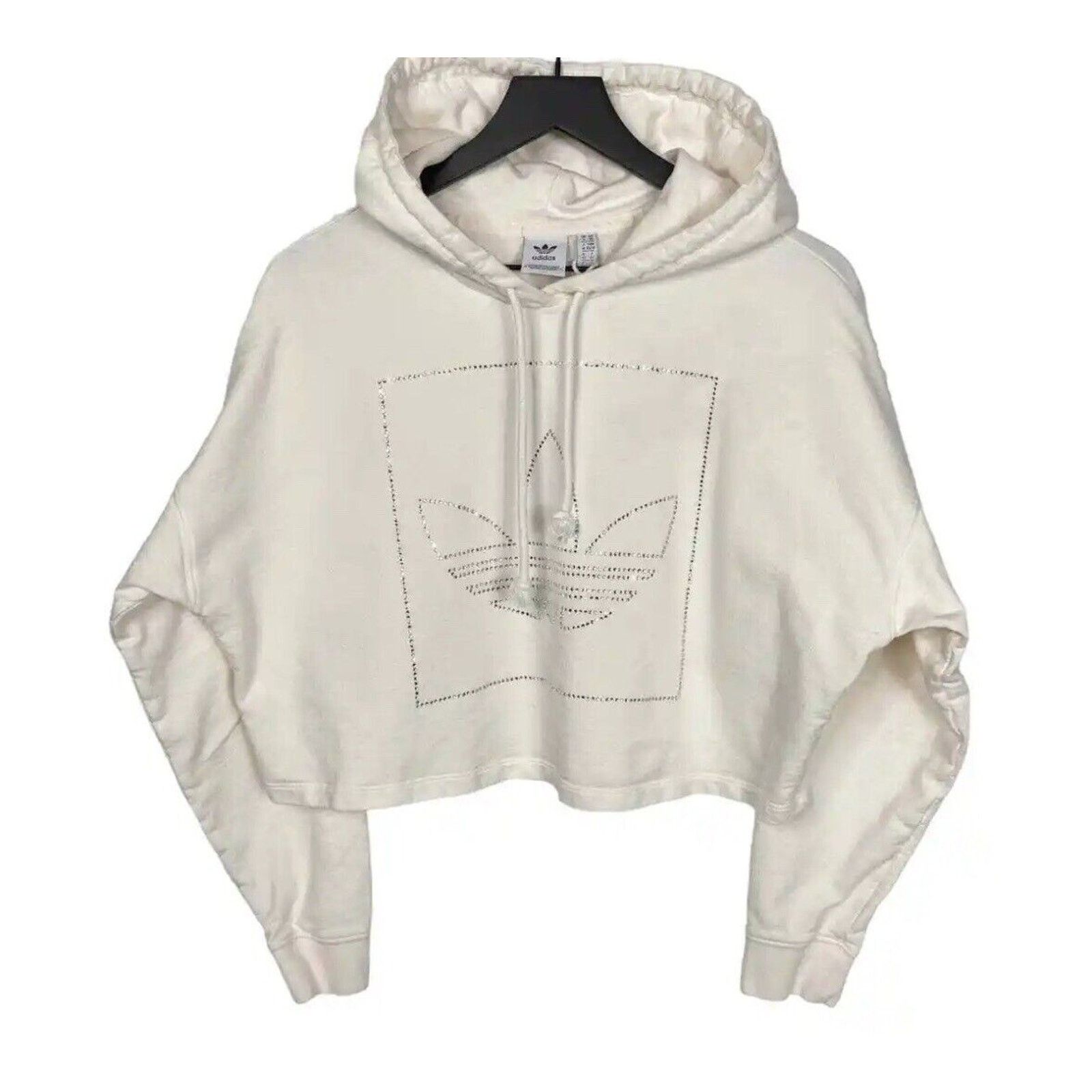 NWT Adidas Box Crop Bling Hoody Sweatshirt Hoodie Xs S M L in Beige, Women's