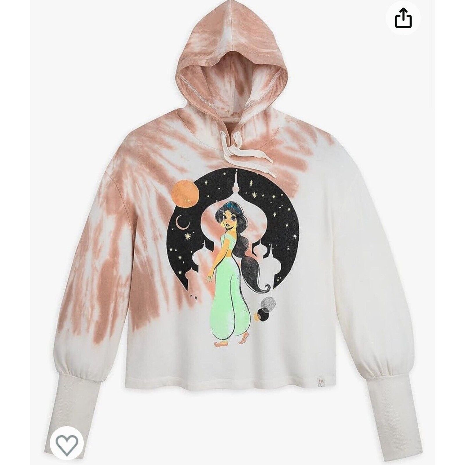 NWT Disney Aladdin Princess Jasmine Crop Hoody Tie Dye M in Beige, Women's (Size Medium)