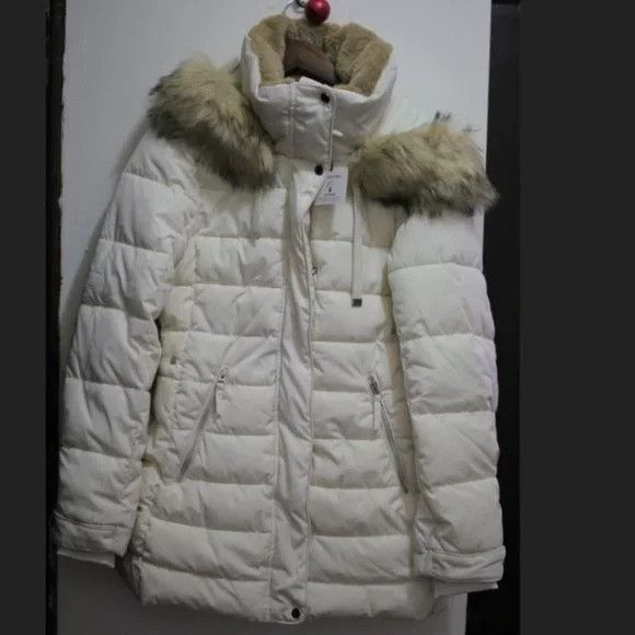 NWT Zara Anorak Puffer White Ecru Light Beige Jacket, Women's (Size Medium)