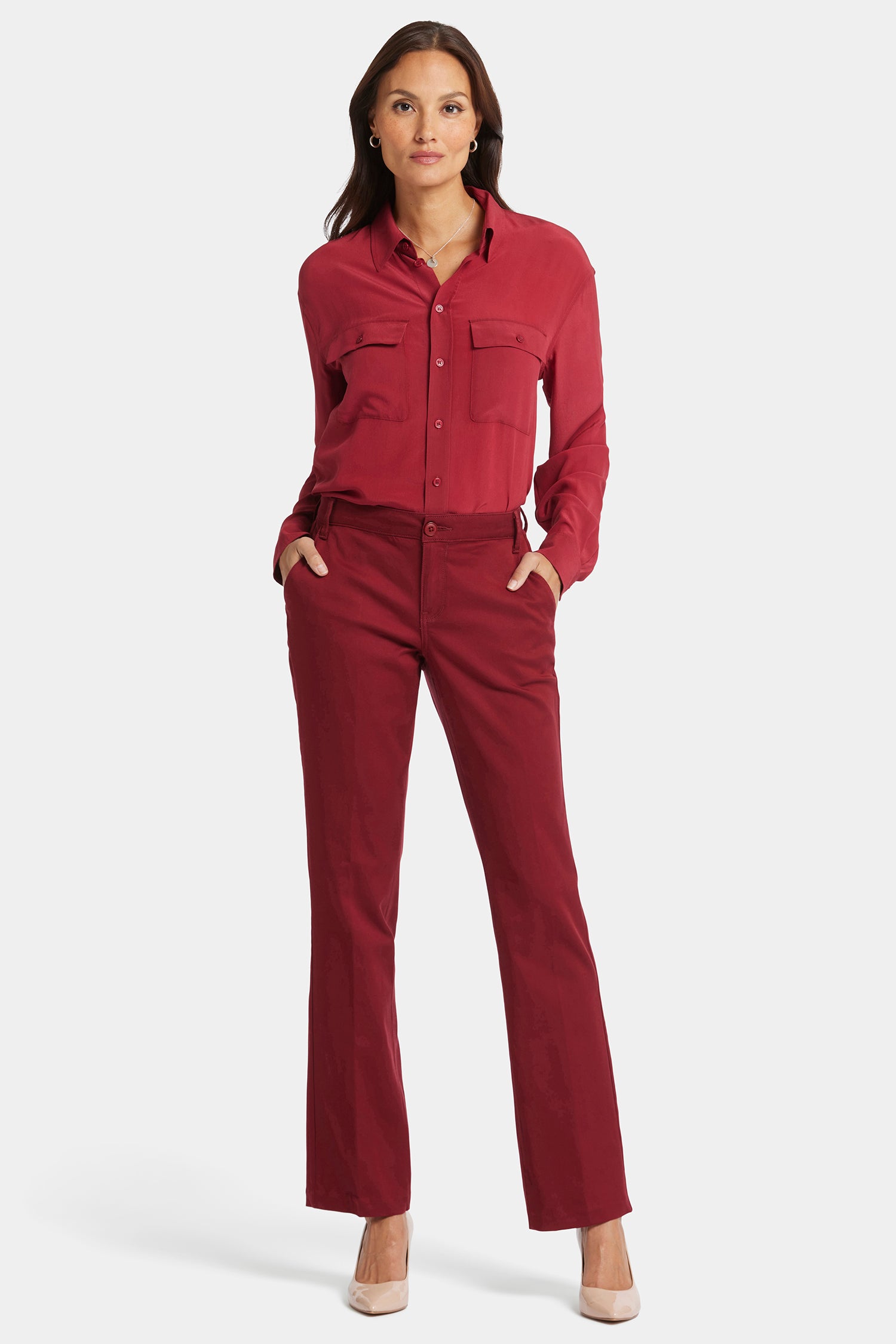 NYDJ Women's Barbara Bootcut Trouser Pants in Wild Currant, Regular, Size: 00 | Denim