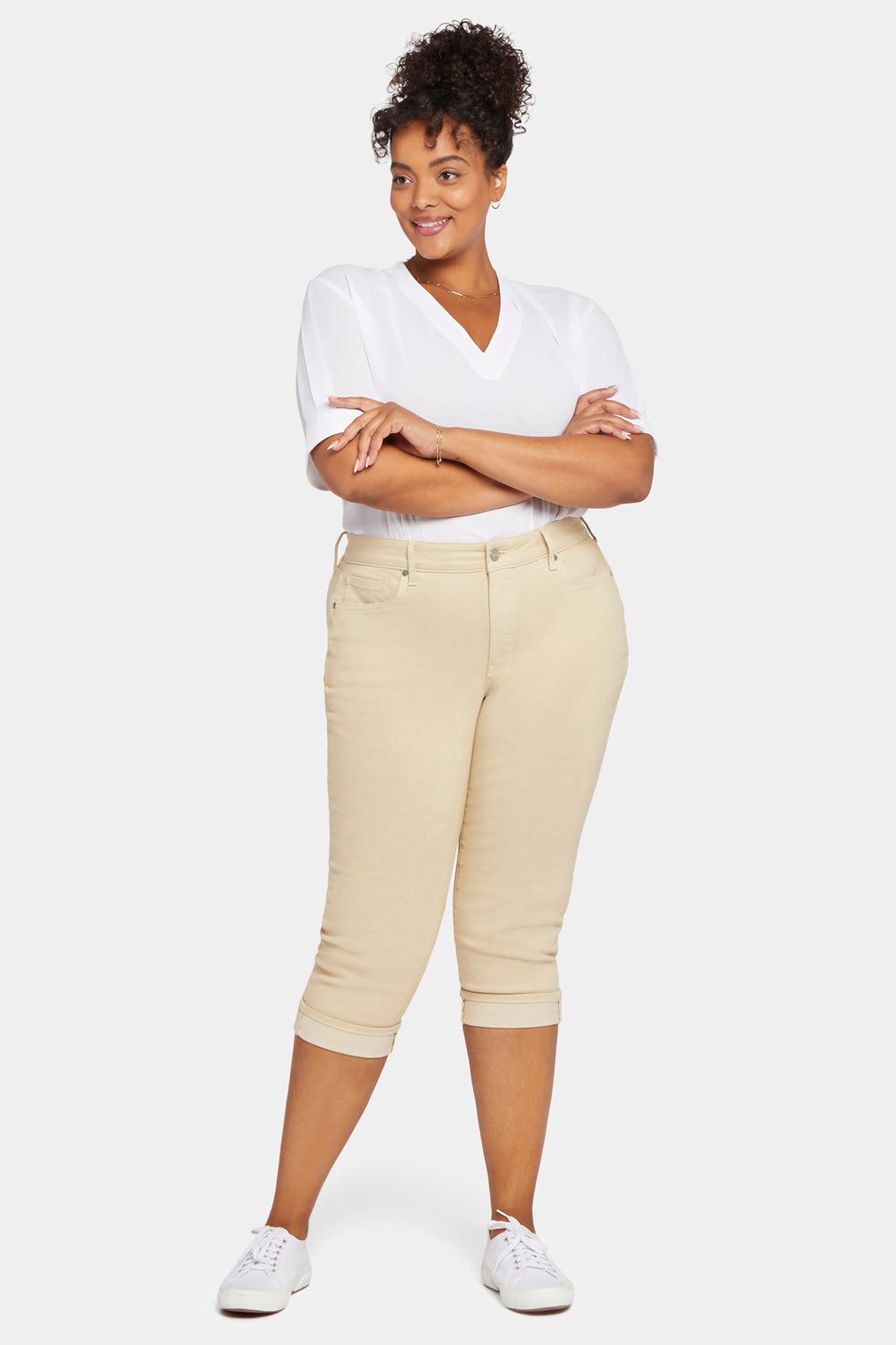 NYDJ Women's Marilyn Straight Crop Jeans In Plus Size in Butter, Size: 14W | Denim