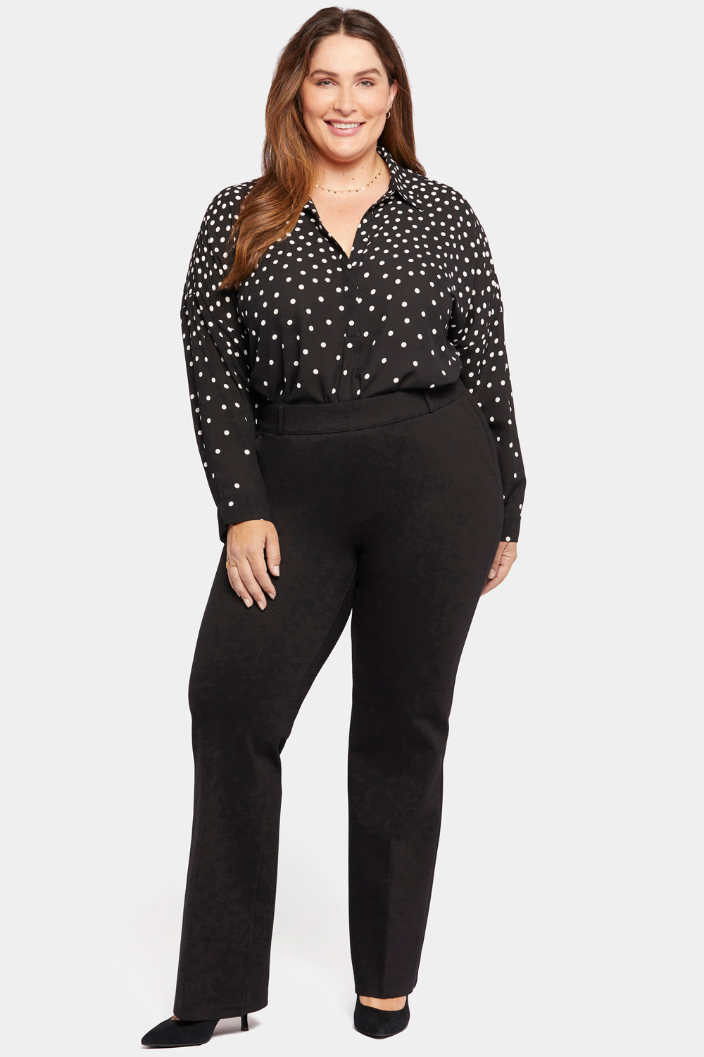 NYDJ Women's Pull-On Flared Trouser Pants In Plus Size in Black, Size: 0X