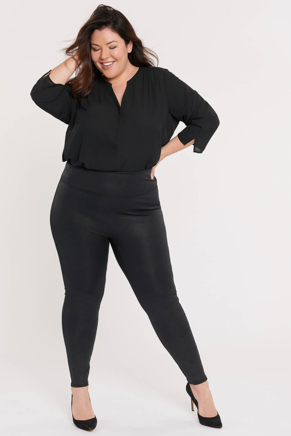 NYDJ Women's Pull-On Skinny Legging Pants In Plus Size in Jet Black, Size: 0X