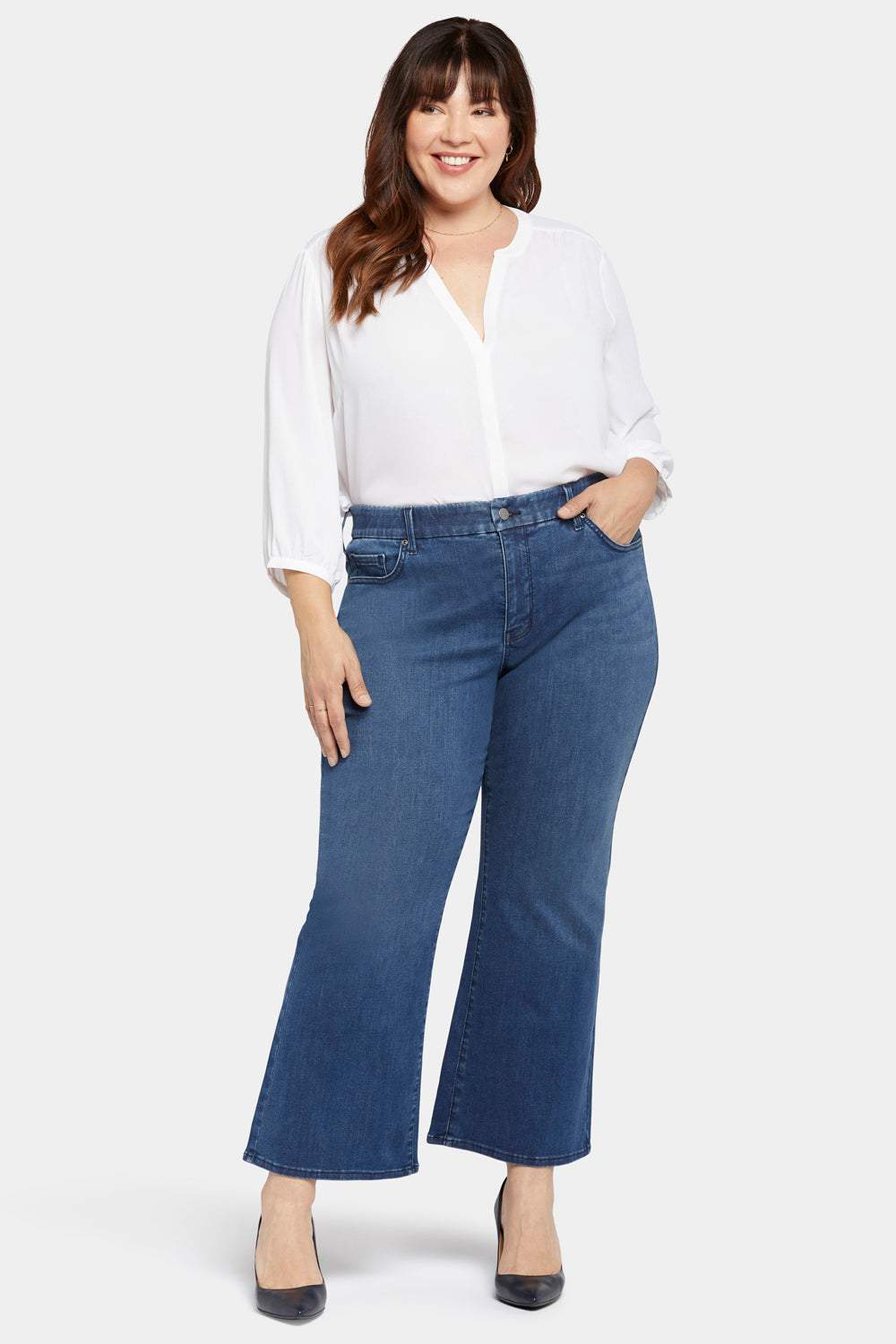 NYDJ Women's Waist-match Relaxed Flared Jeans In Plus Size in Rendezvous, Size: 0X | Denim