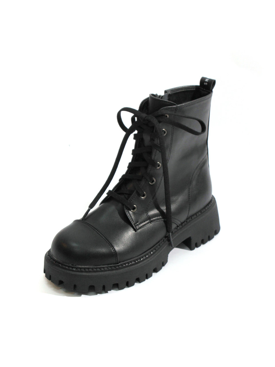 Nadia Lace-up Walker Boots B1517_ Black