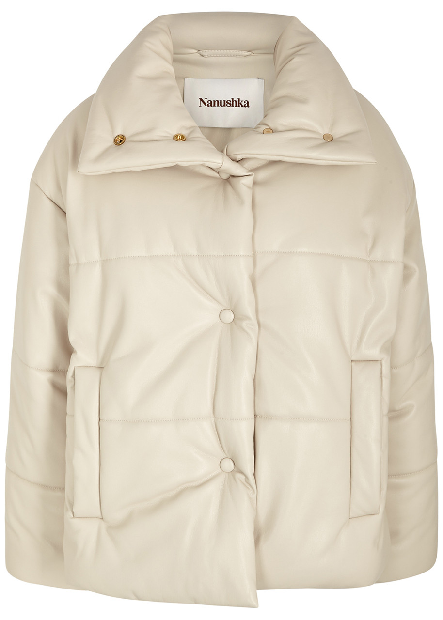 Nanushka Hide Cream Padded Faux Leather Jacket - S