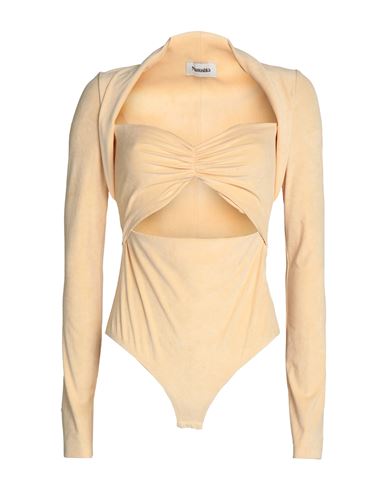 Nanushka Woman Bodysuit Pastel yellow Size S Triacetate, Polyester, Polyurethane, Cotton