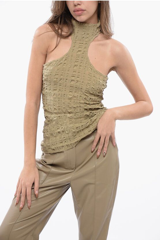 Nanushka Wrinkled Effect Halter Neck Marinde Top in Green, Women's (Size Small)