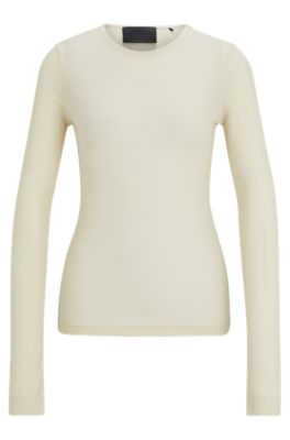 Naomi x BOSS ribbed long-sleeve top- White Women's Casual Tops size L