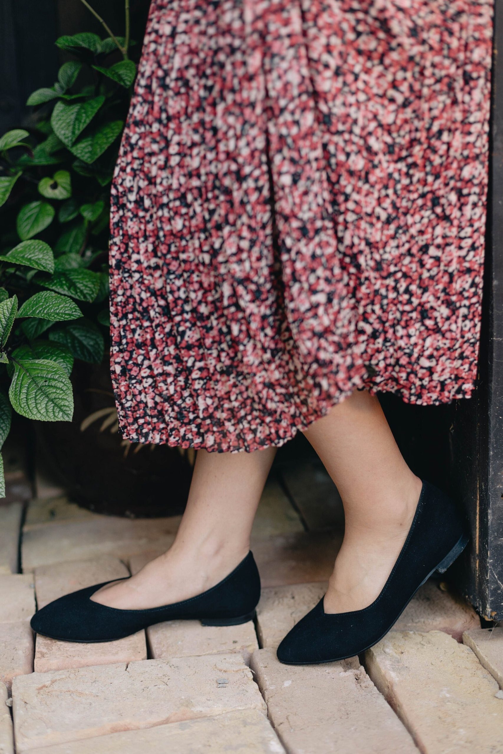 Natural Classic Black Velvet Leather, Mary Janes, Pointed Toe Flats, Women Nature Lover