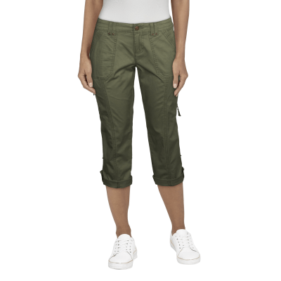 Natural Reflections Camper Cargo Crop Pants for Ladies - Deep Lichen Green - 2