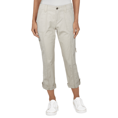 Natural Reflections Camper Cargo Twill Crop Pants for Ladies - Rainy Day - 4