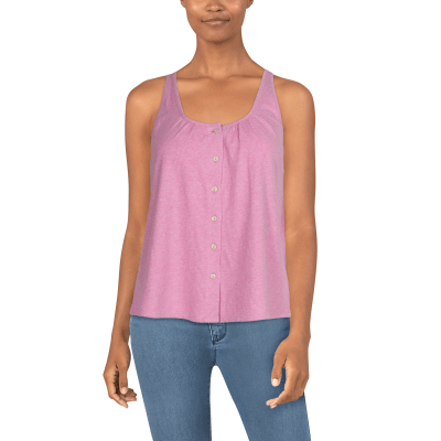 Natural Reflections Coastline Button-Down Tank Top for Ladies - Pastel Lavender - XL