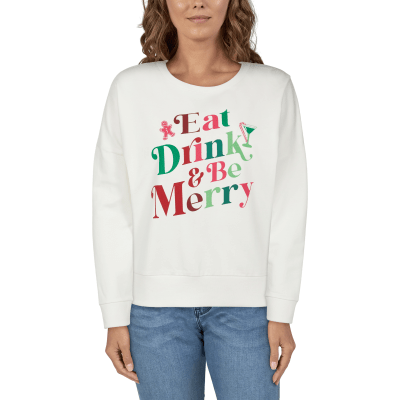 Natural Reflections Eat Drink and Be Merry Long-Sleeve Sweatshirt for Ladies - Blanc De Blanc - L