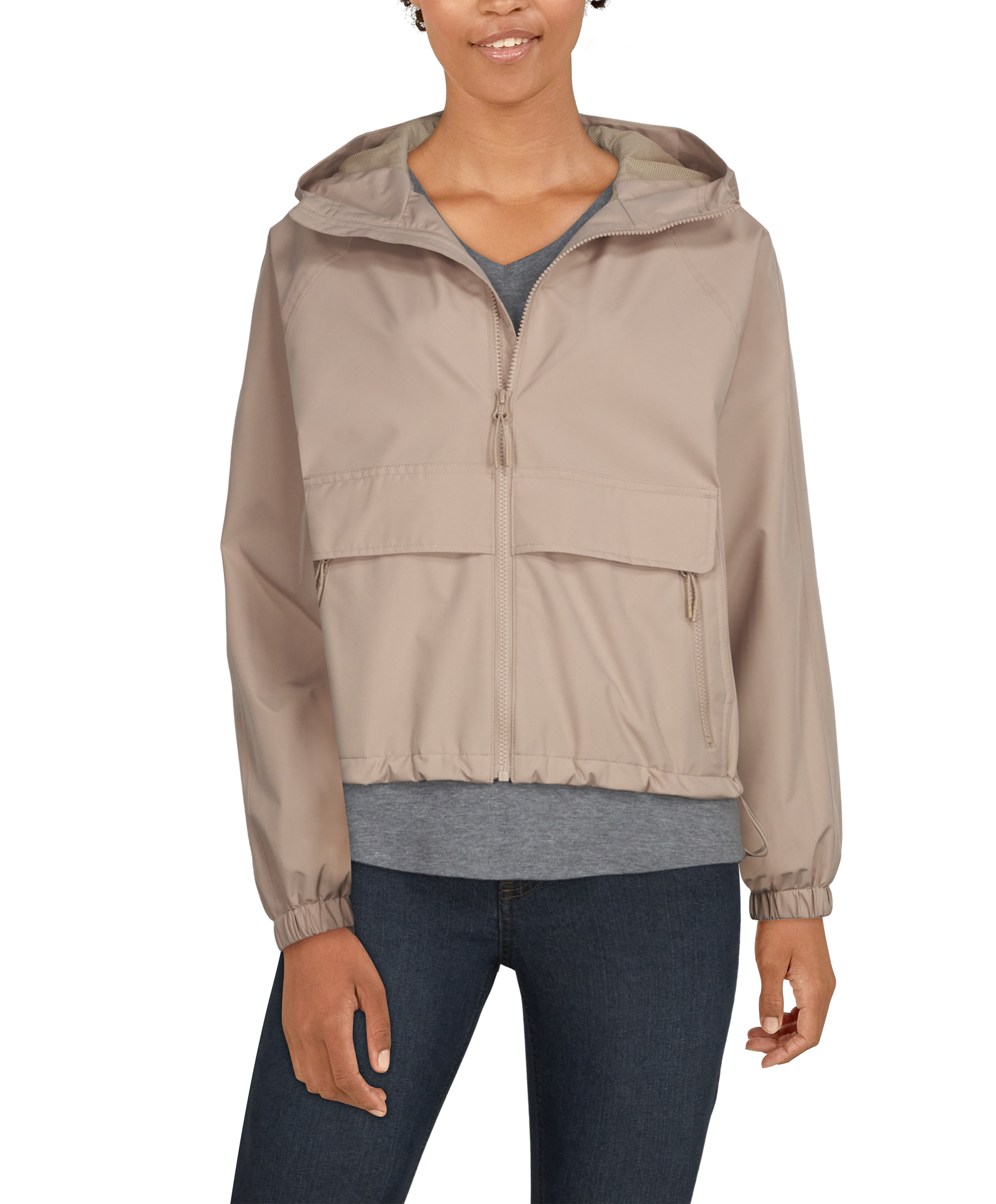 Natural Reflections Landscape Windbreaker for Ladies - Light Taupe - L