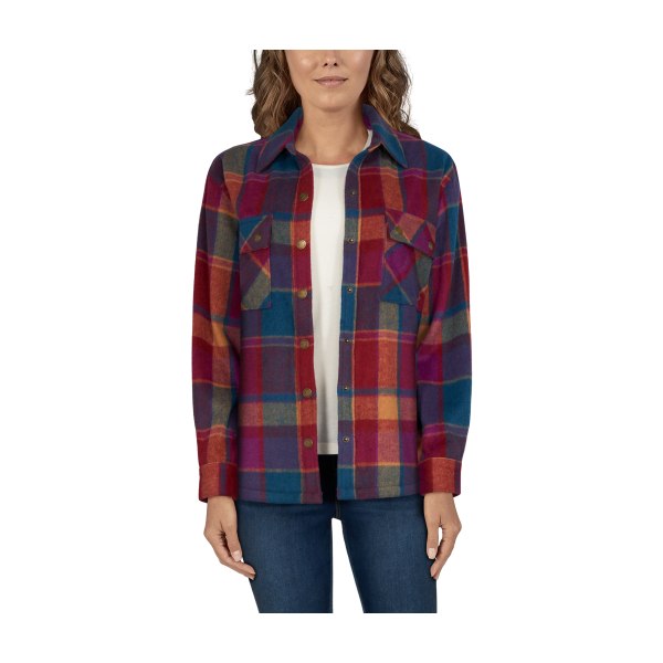 Natural Reflections Plaid Flannel Long-Sleeve Shacket for Ladies - Red Plaid - 2X