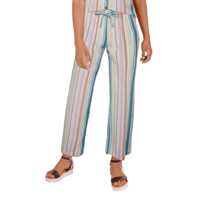 Natural Reflections Stripe Resort Wide-Leg Crop Pants for Ladies - Multi - M