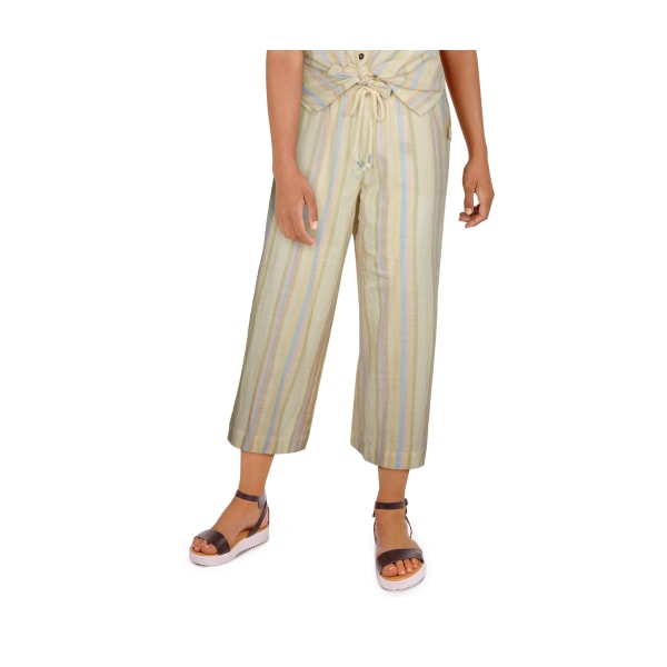 Natural Reflections Stripe Wide-Leg Cropped Pants for Ladies - S