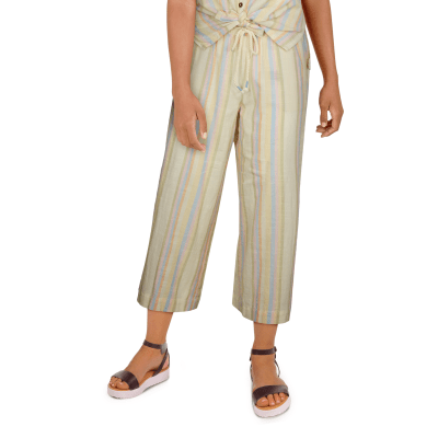 Natural Reflections Stripe Wide-Leg Cropped Pants for Ladies - XS