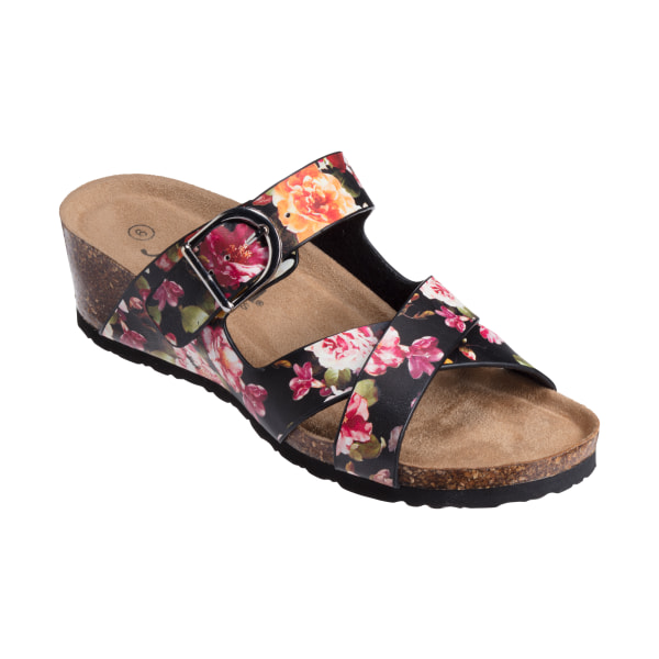 Natural Reflections Whitney Wedge Sandals for Ladies - Black Multi - 7M