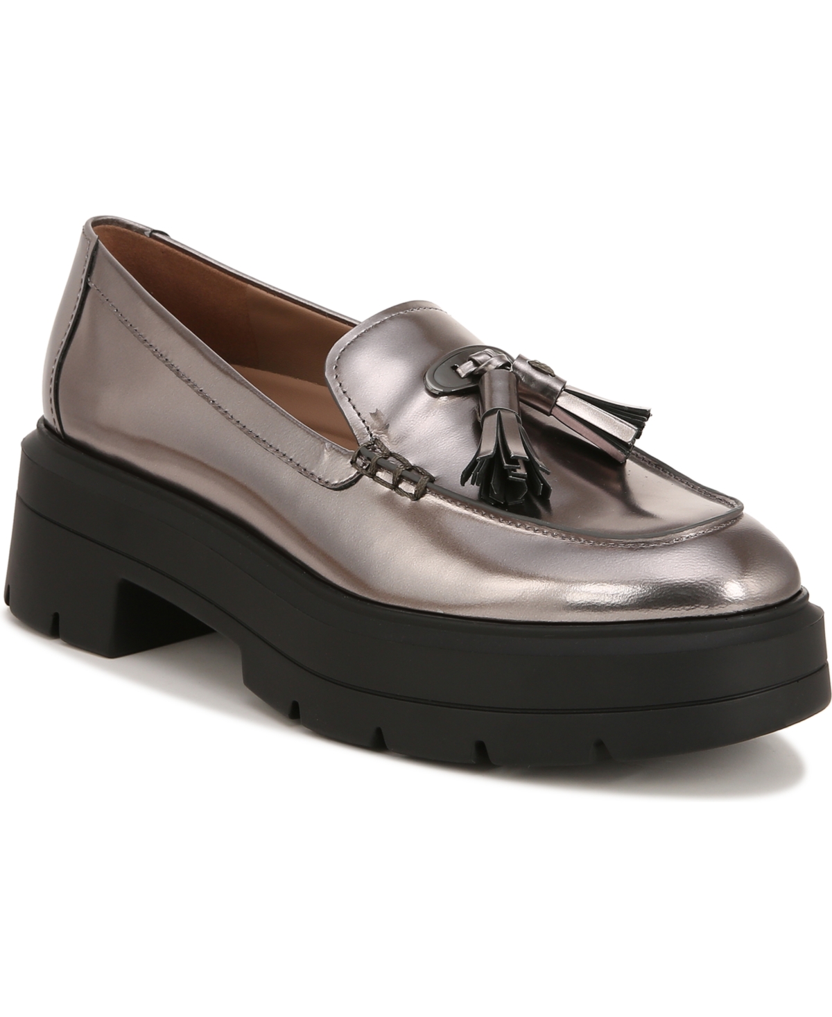 Naturalizer Nieves Lug Sole Loafers - Pewter Leather