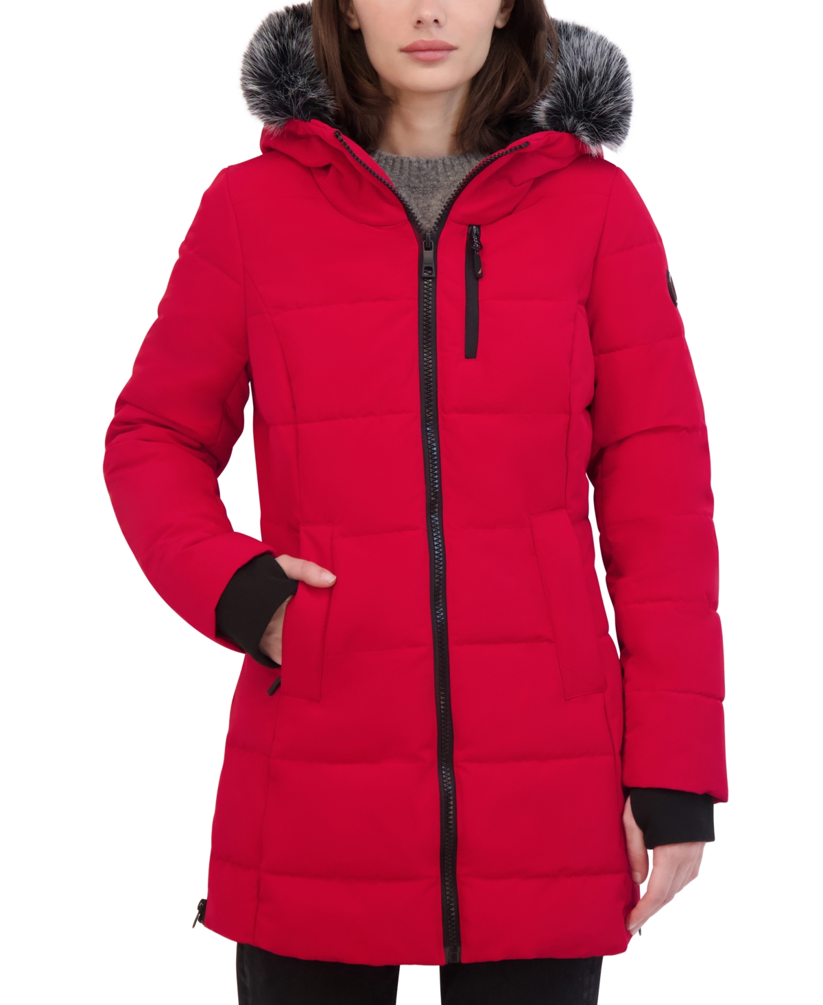 Nautica Women's Faux-Fur-Trim Hooded Puffer Coat - Nautica Red