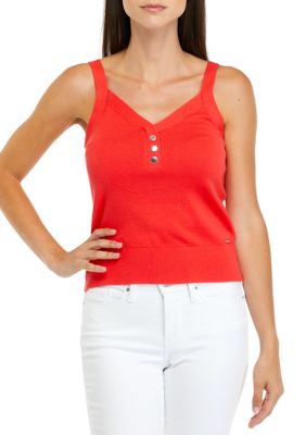 Nautica Women's Sustainably Crafted Henley Sweater Tank Top, XS