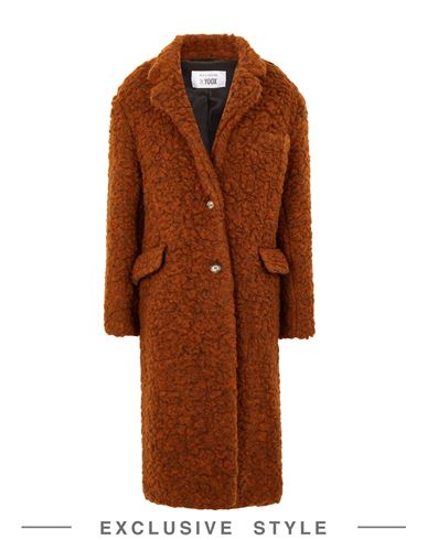 Naviglio Milano X Yoox Panda Woman Coat Brown Size 8 Polyester, Acrylic, Wool