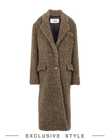 Naviglio Milano X Yoox Panda Woman Coat Taupe Size 8 Polyester, Acrylic, Wool