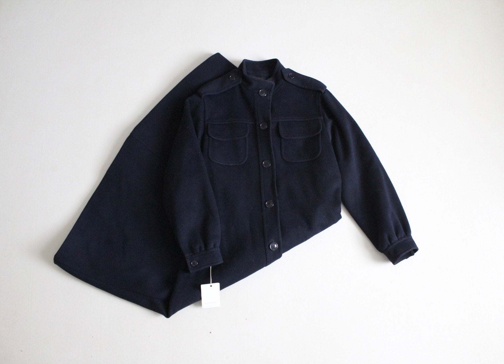 Navy Wool Coat | Military Long