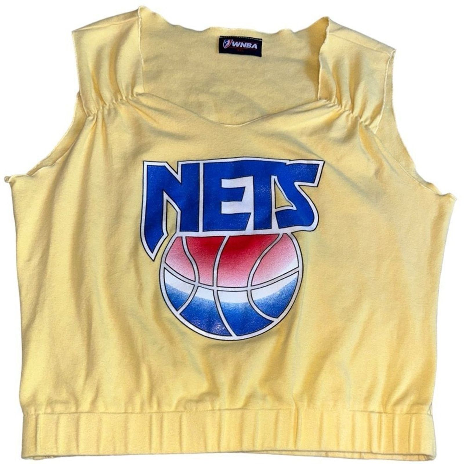 Nba Nets Y2K Glitter Basketball Crop Top in Yellow, Women's (Size 2XL)