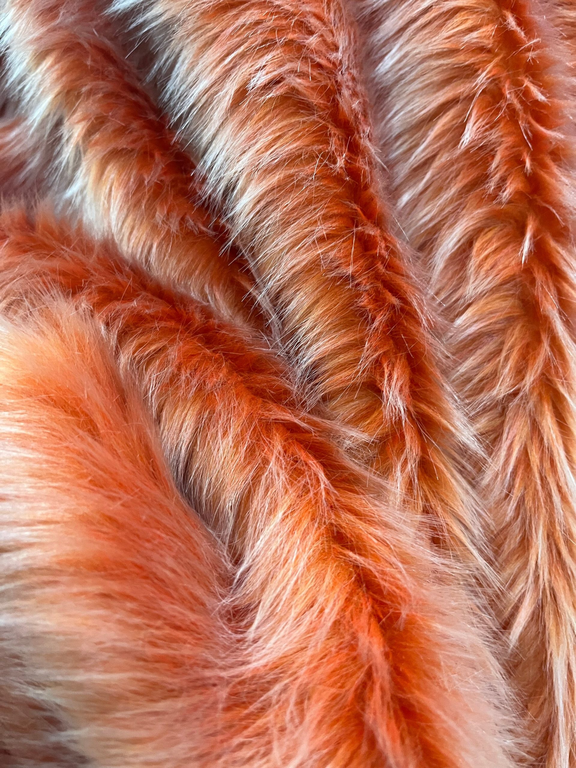 Neon Orange Plush Fabric, Wide 150cm Long Pile Faux Fur, Furry, Soft Plush, Coat, Stuffed Toys, Teddy, Accessories, Shaggy, Vegan