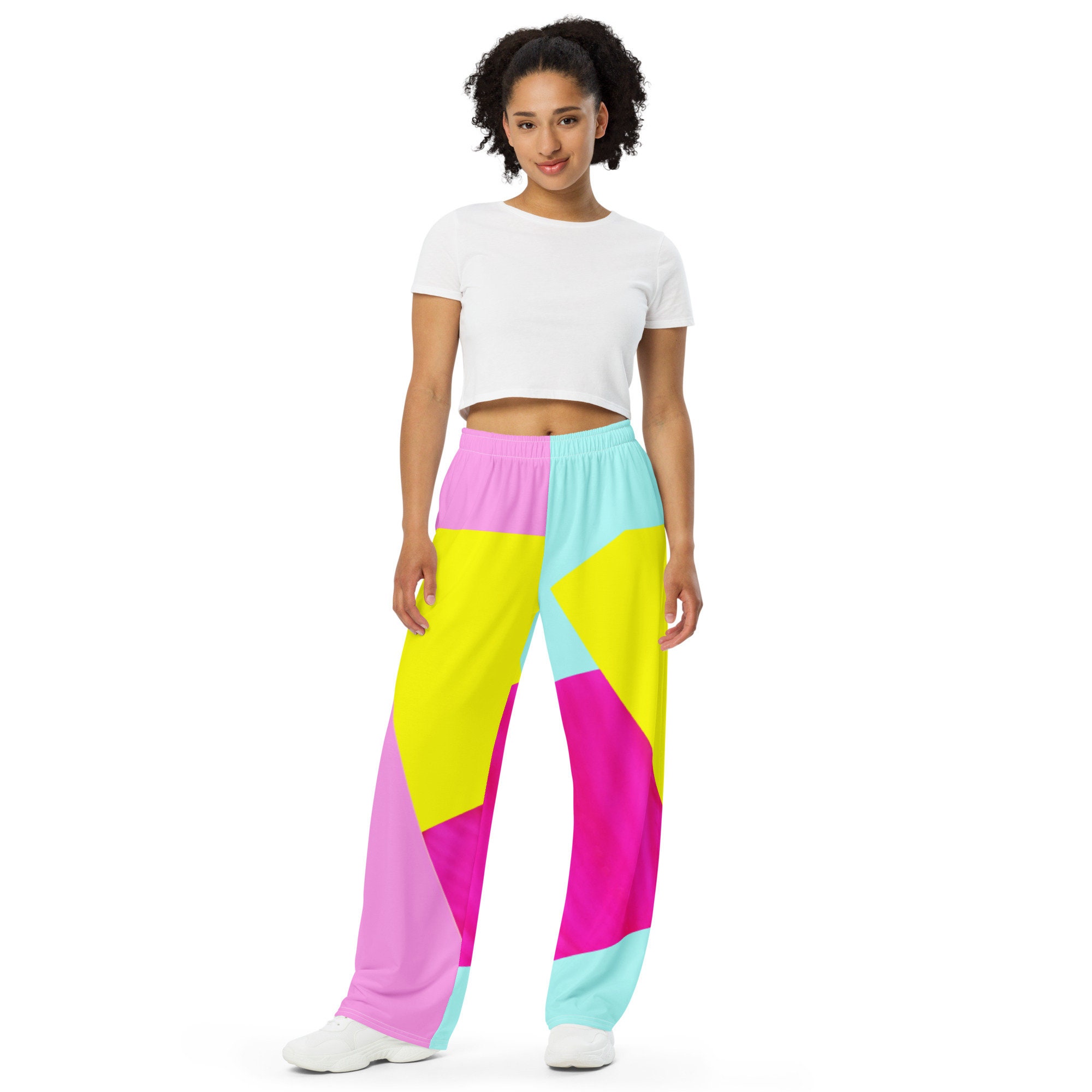 Neon Pastel Color - Blocking Unisex Wide-Leg Pants/streetwear Loungewear Festival Up To 6xl