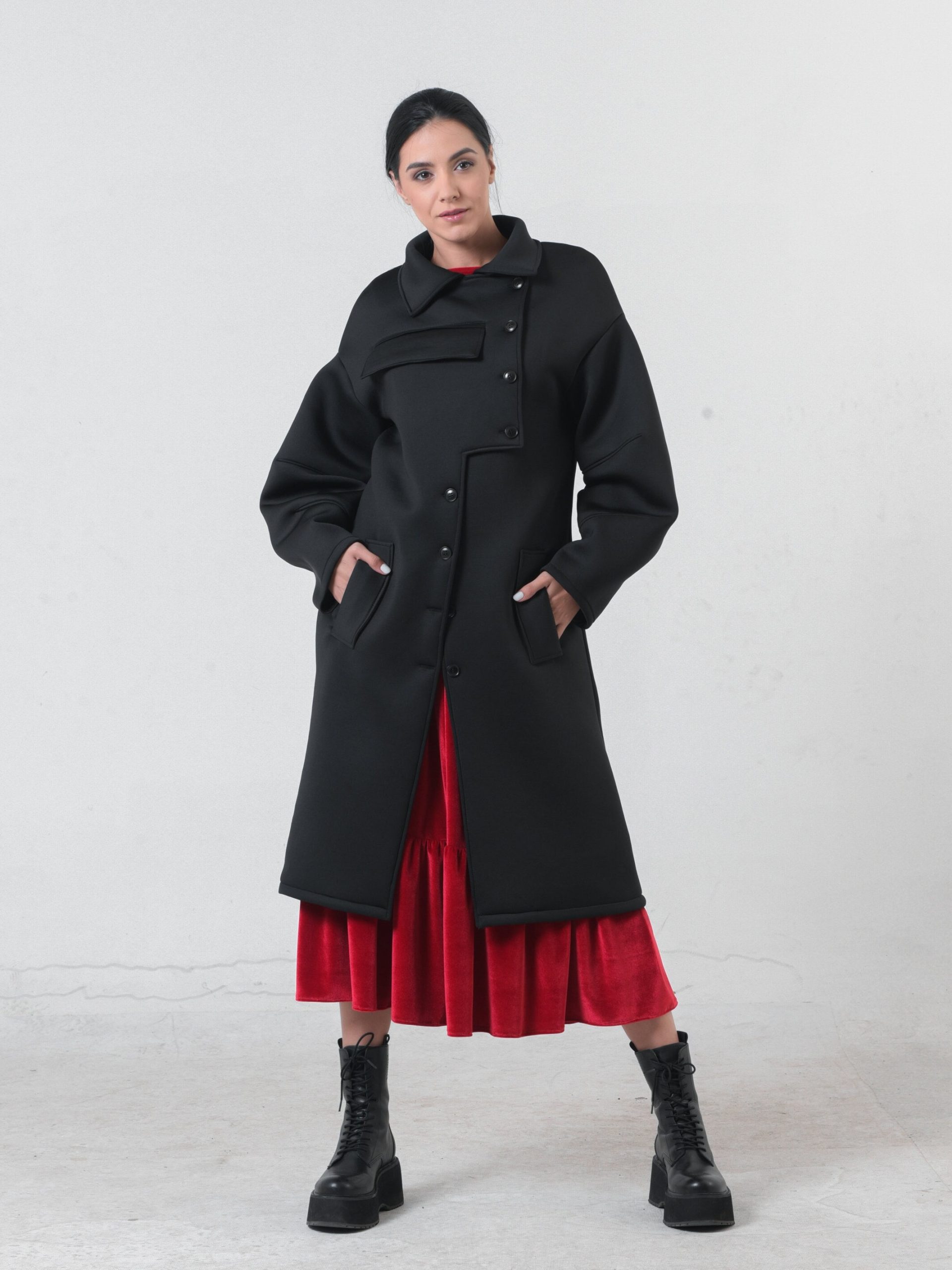 Neoprene Coat/Long Trench Jacket Military Warm Winter Womens Soldier