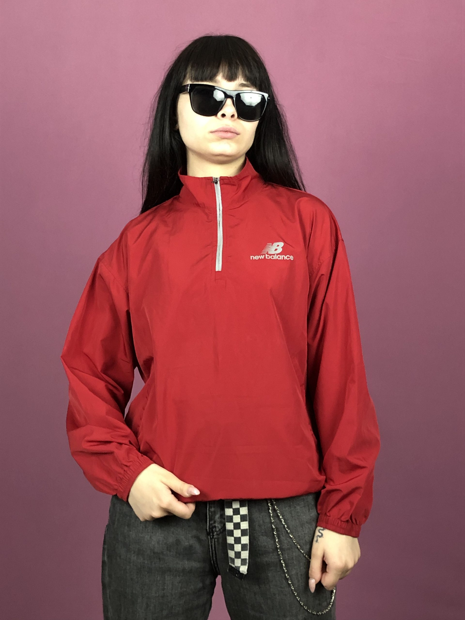 New Balance Vintage Women's Windbreaker Jacket - M in Red (Size Medium)