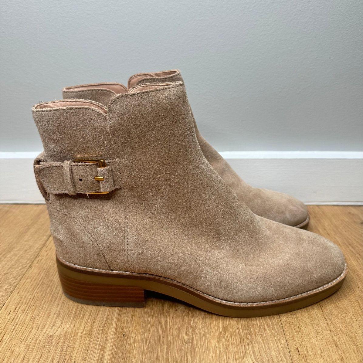 New Cole Haan Hampshire Buckle Suede Chelsea Boot W29165 in Beige, Women's (Size 7)