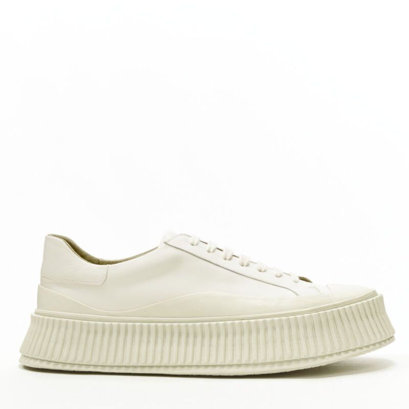 New Jil Sander Light Beige Leather Chunky Rubber Platform Sole Sneaker Eu40, Women's (Size 10)