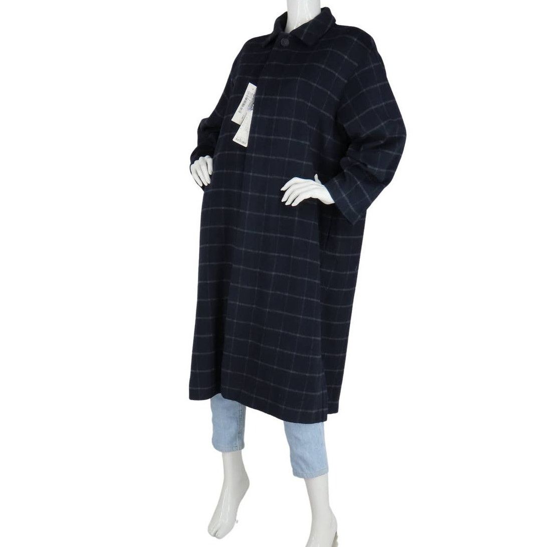 New Kbf Wool Blend Checkered One Size Coat Jacket in Blue, Women's