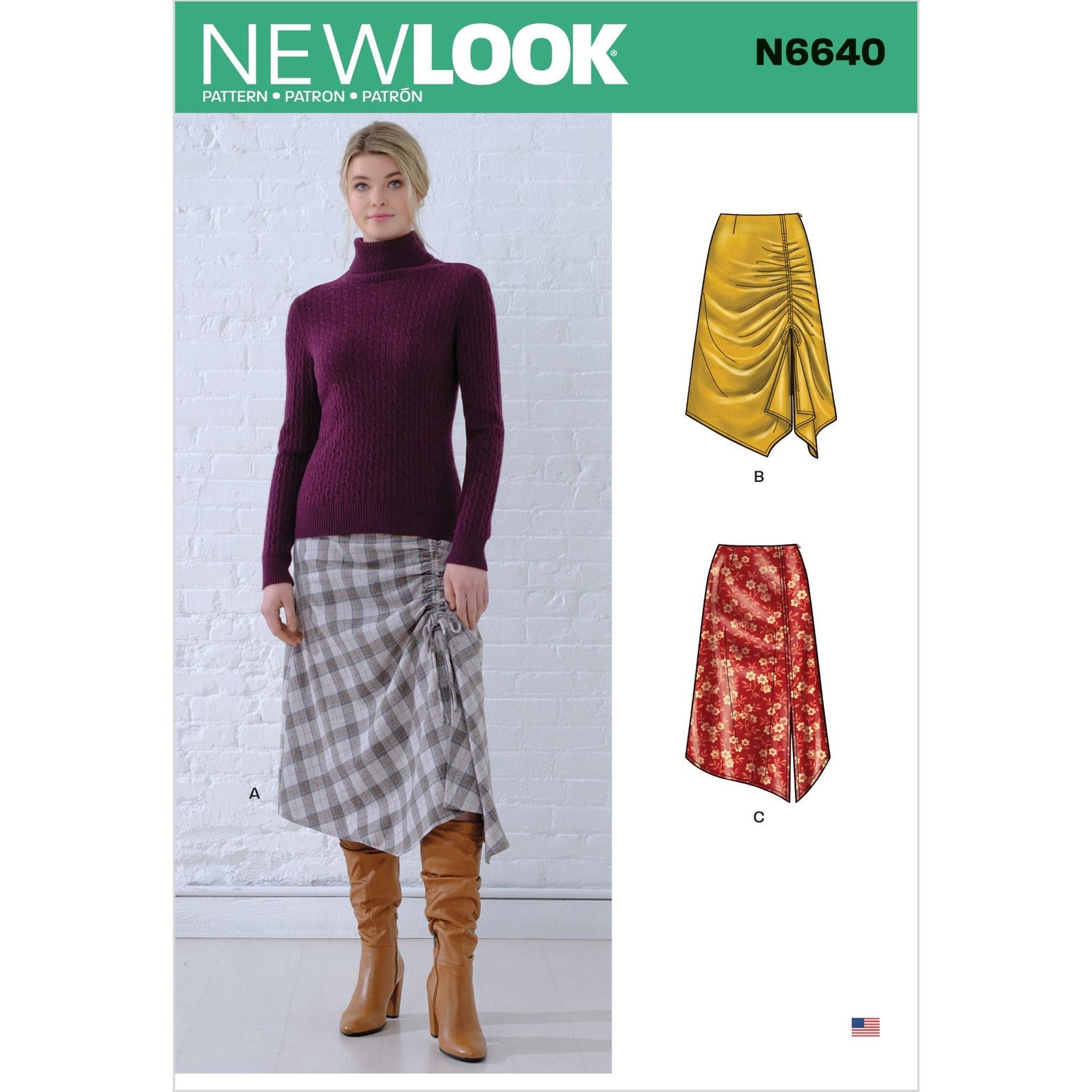 New Look N6640 Sewing Pattern, Misses Asymmetrical Skirt, Size 8-20/Uncut, Ff