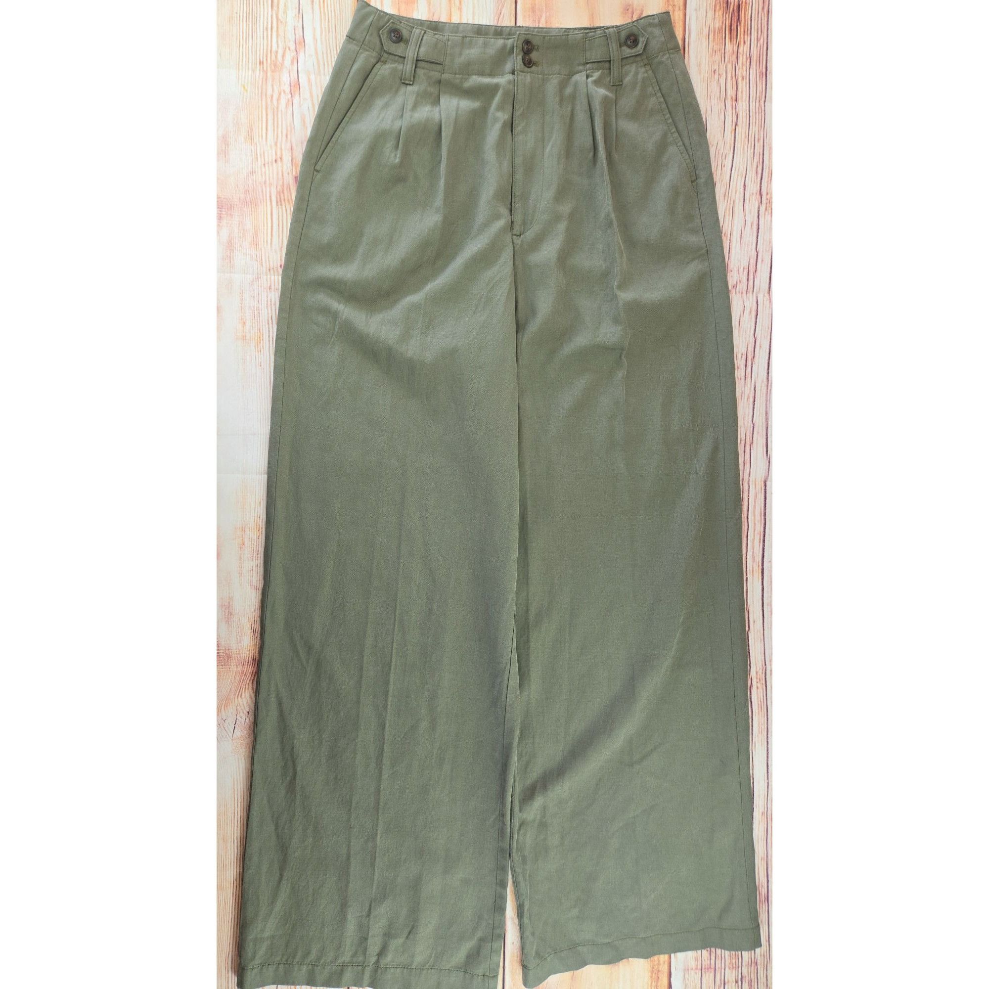 New NWT Madewell Womens The Tall Harlow Wide-Leg Pant 10 Tal in Green (Size 30)