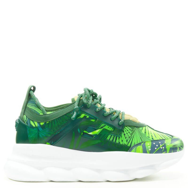 New Versace Chain Reaction Jungle Print Green Chunky Sole Sneaker Eu38 Us8, Women's