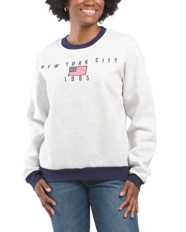 New York City Embroidered Sweatshirt With Contrast Trim for Women | Polyester